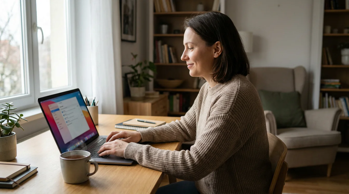 Pessoa a configurar definições de proteção no computador