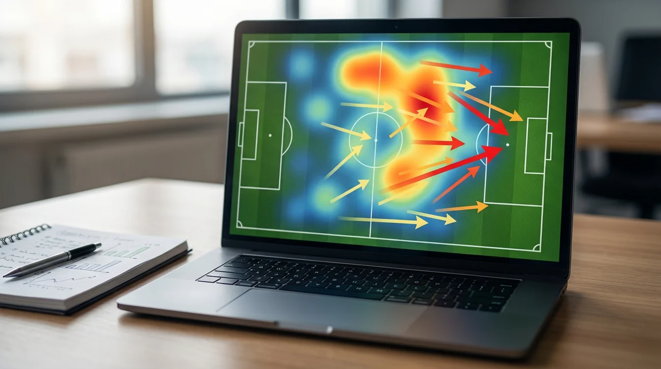 Mapa de calor de campo de futebol mostrando progress&atilde;o de bola