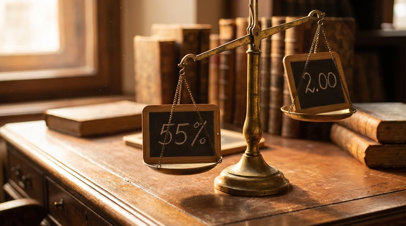 Balança antiga equilibrando odds de apostas e probabilidades reais
